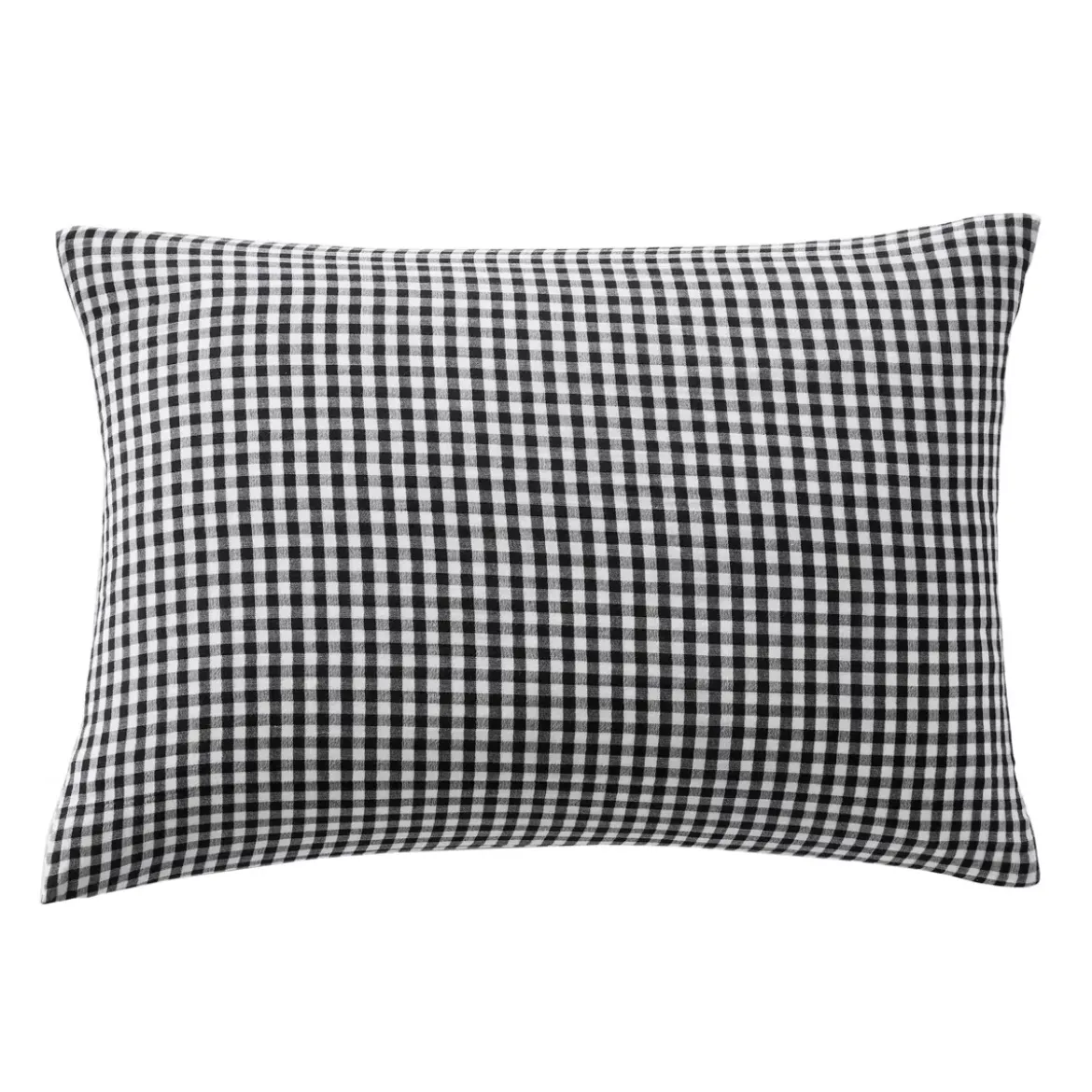 Federa Rettangolare in garza di cotone (50 x 80 cm) Gaïa Vichy Nero