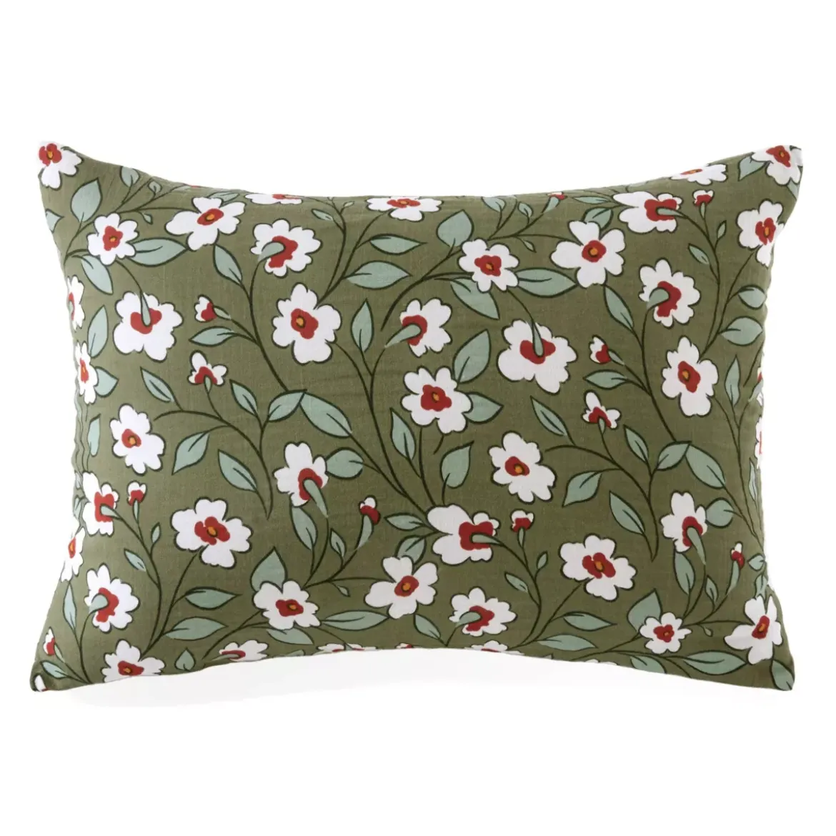 Federa rettangolare in garza di cotone (50 x 70 cm) Gaïa margherita Verde rosmarino