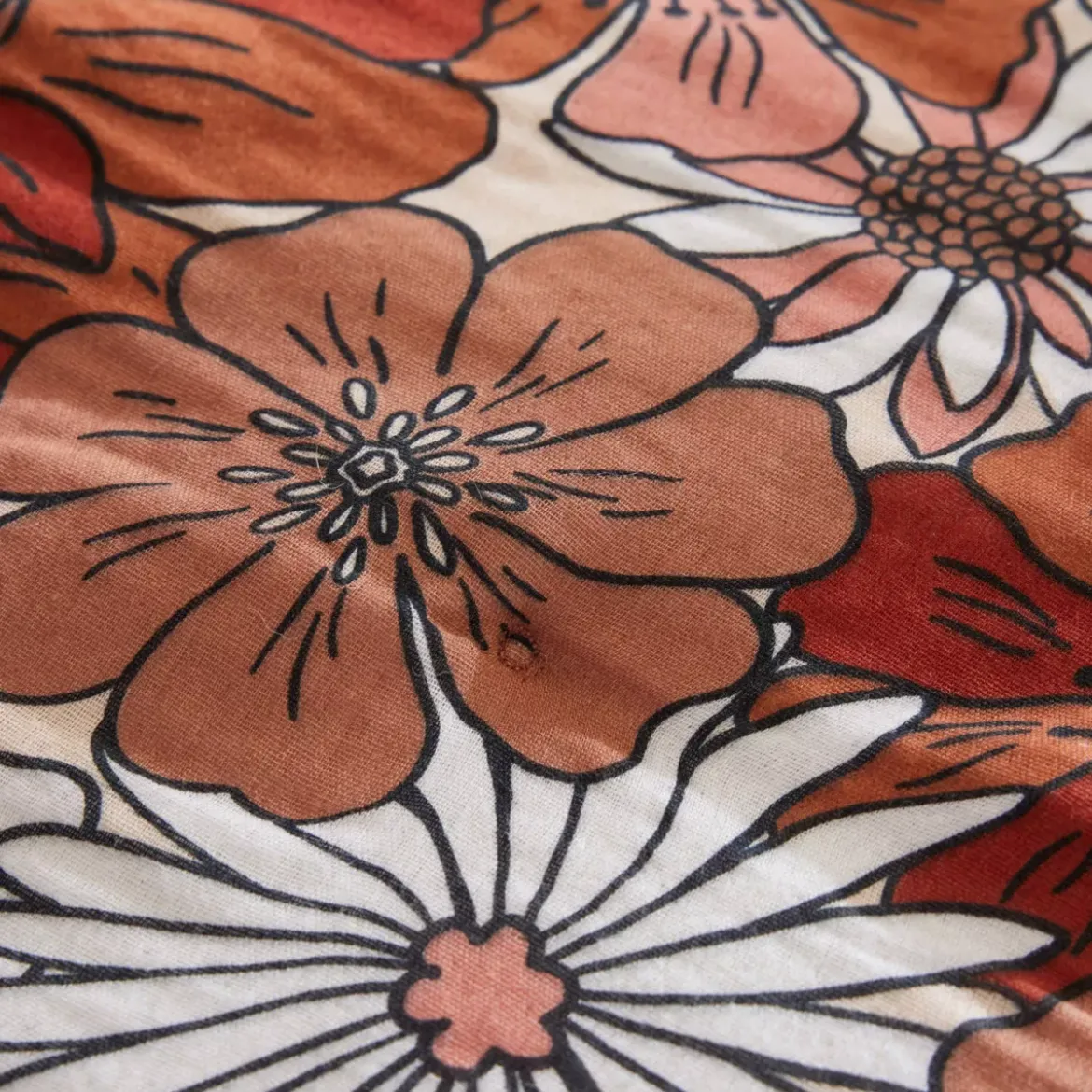 Federa rettangolare in garza di cotone (50 x 70 cm) Gaïa azalea Terracotta