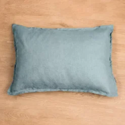 Federa Rettangolare in Lino Lavato (50 x 80 cm) Louise Blu Azzurro