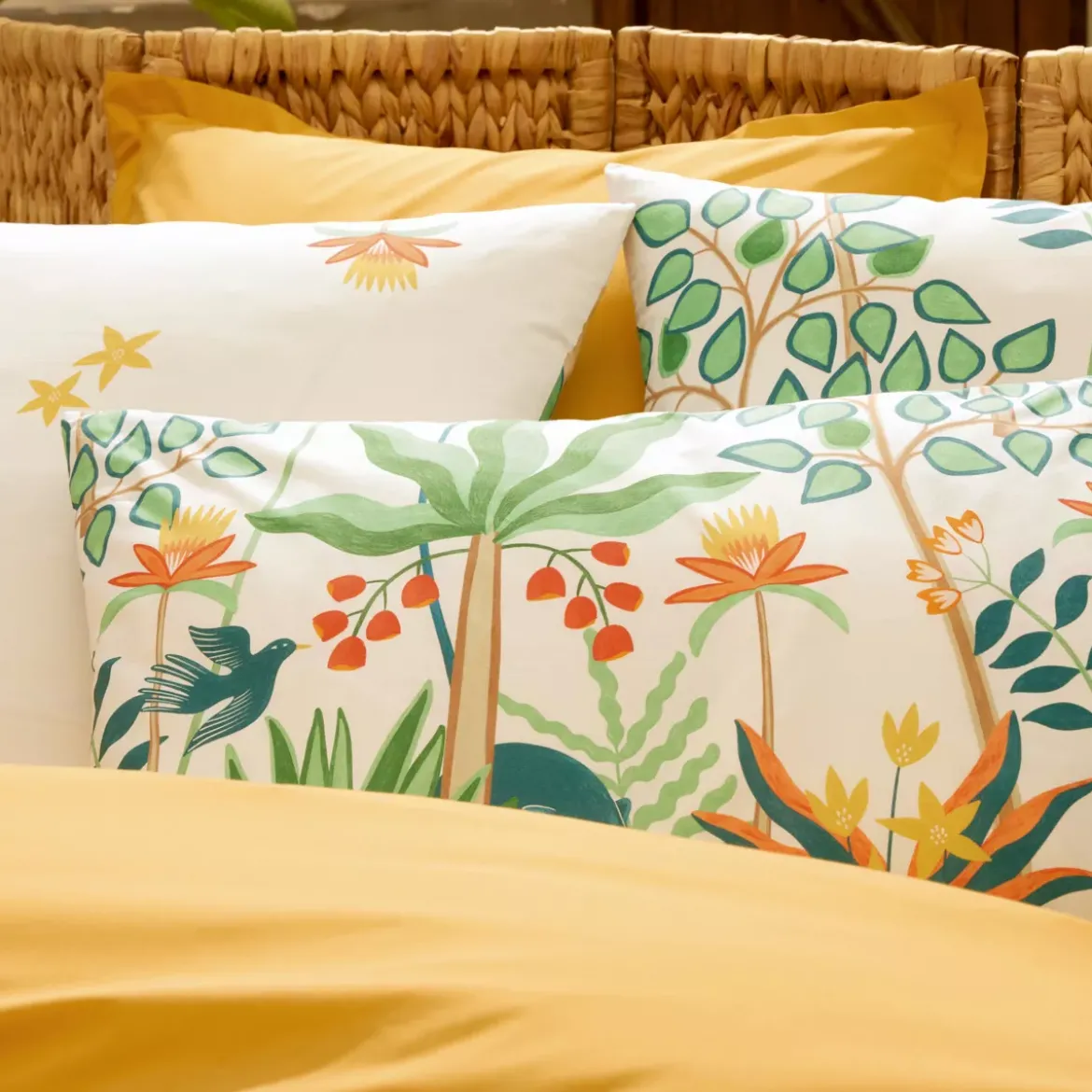 Federa rettangolare in percalle di cotone (50 x 70 cm) Calypso Giallo