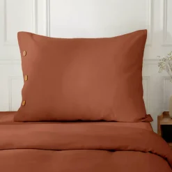 Federa rettangolare in percalle di cotone (50 x 70 cm) Diane Terracotta
