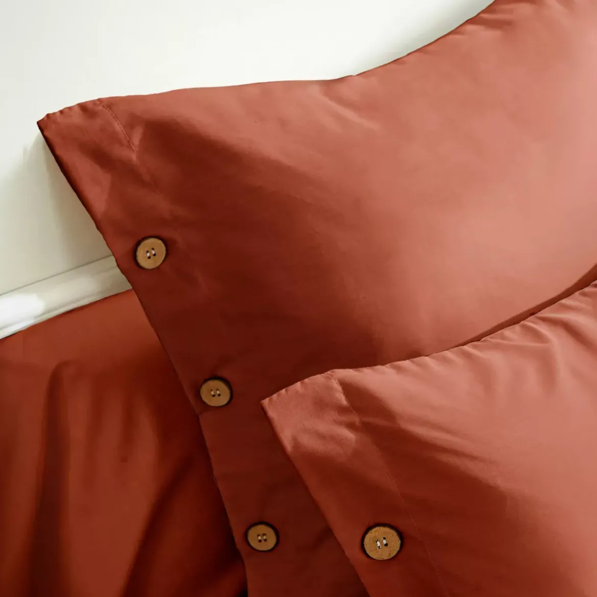 Federa rettangolare in percalle di cotone (50 x 70 cm) Diane Terracotta
