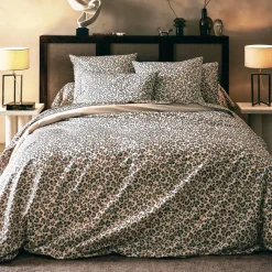 Federa rettangolare in percalle di cotone (50 x 70 cm) Leopard Tortora Beige