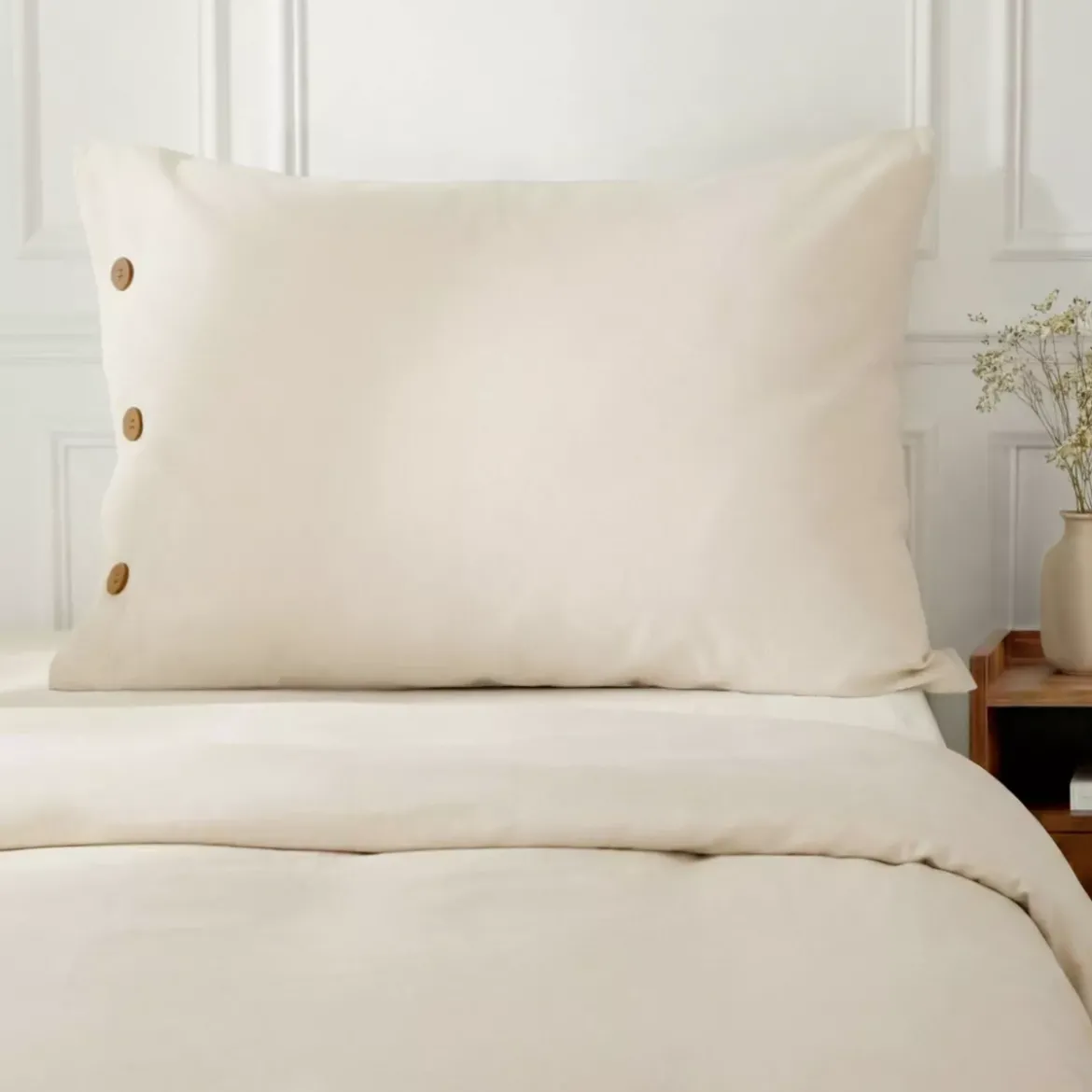 Federa rettangolare in percalle di cotone (50 x 70 cm) Diane Beige