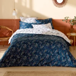 Federa rettangolare in raso di cotone (50 x 70 cm) Lilou Blu navy