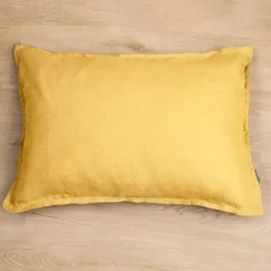 Federa rettangolare lino lavato (80 cm) Louise Giallo senape