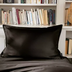 Federa rettangolare percalle di cotone (80 cm) Cali Nero
