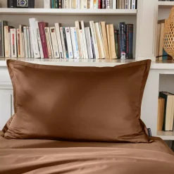 Federa rettangolare percalle di cotone (50 x 70 cm) Cali Marrone cioccolato