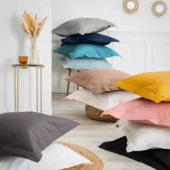 Federa rettangolare percalle di cotone (80 cm) Cali Grigio antracite