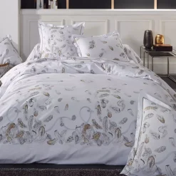 Federa rettangolare percalle di cotone (50 x 70 cm) Piume Grigio