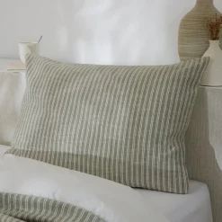 Federa rettangolare reversibile in cotone testurizzato e percalle (50 x 80 cm) Alice Verde