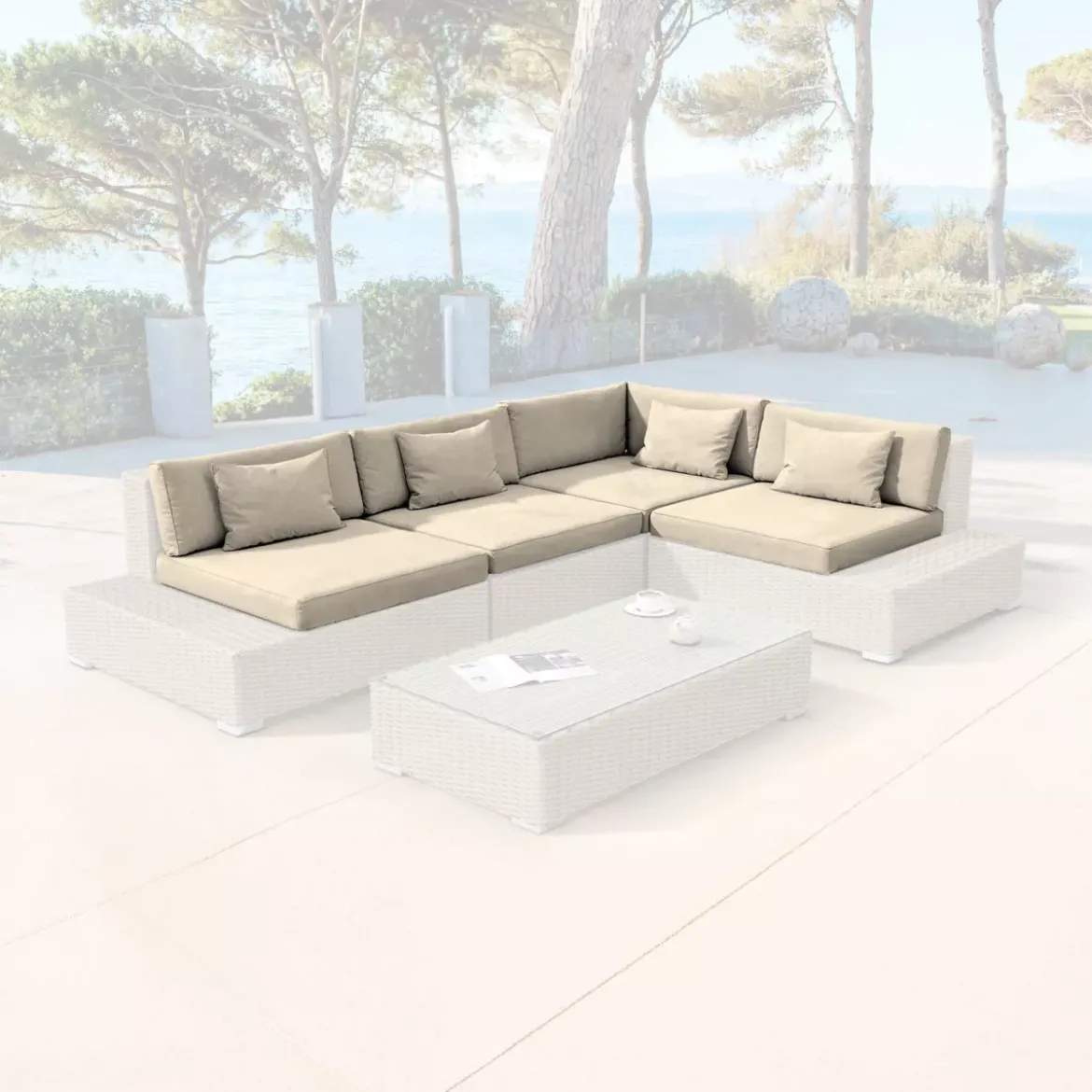 Federe per cuscini di ricambio per salotto da giardino 5 persone Palma Beige