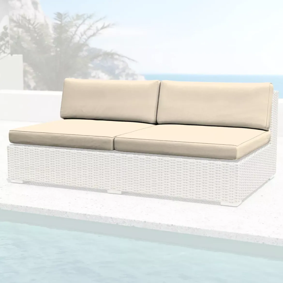 Federe per cuscini di ricambio per Divano da giardino 2 persone Palma Beige