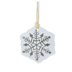 Fiocco di neve in vetro (D7 cm) Argentière Bianco glitterato