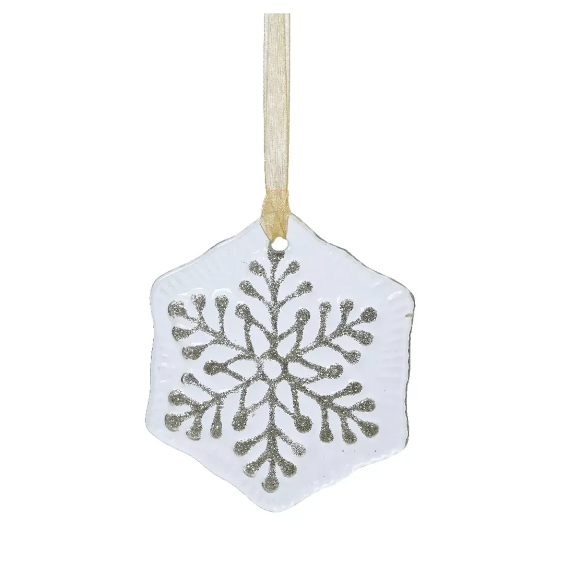 Fiocco di neve in vetro (D7 cm) Chamonix Bianco glitterato