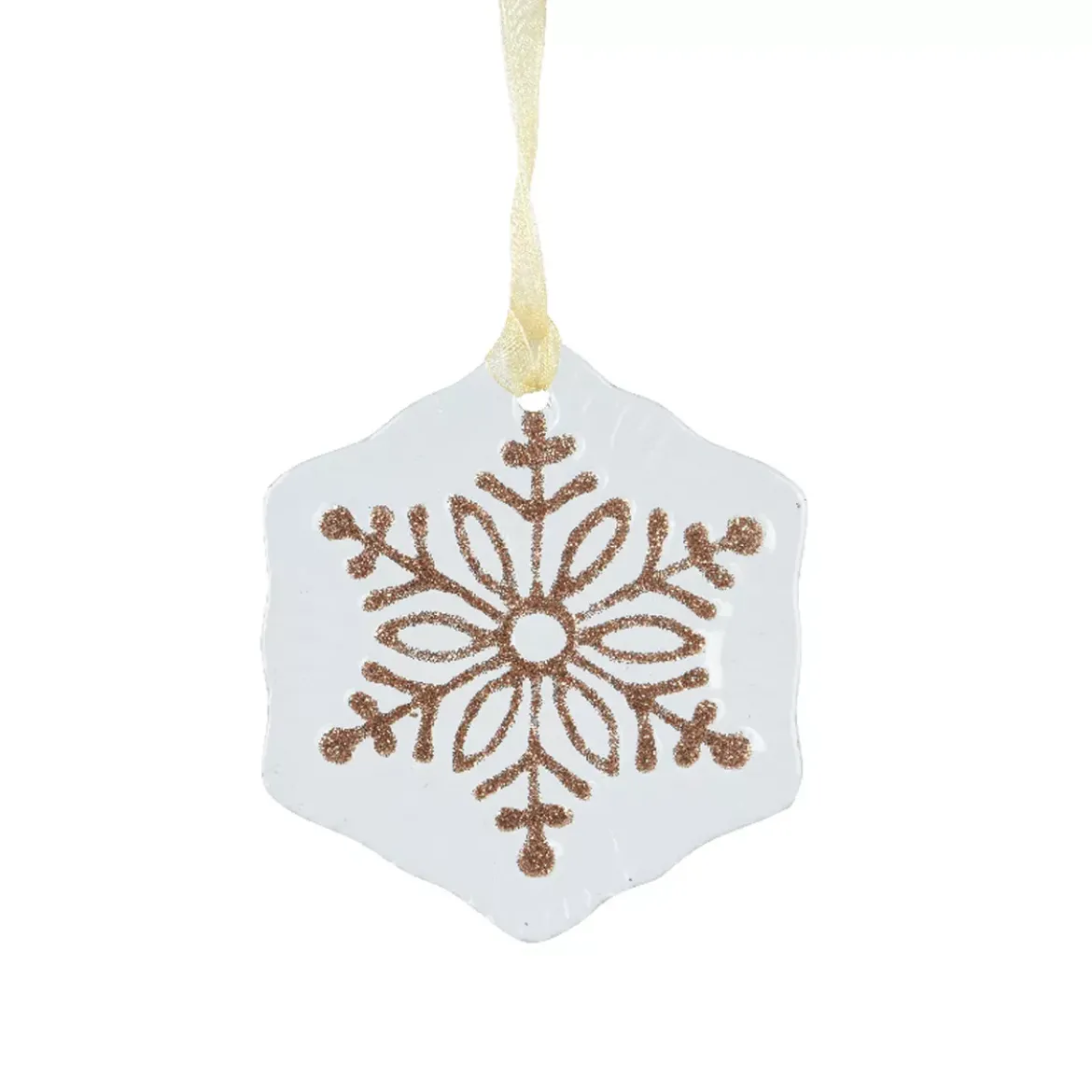 Fiocco di neve in vetro (D7 cm) Morillon Bianco e oro glitterato