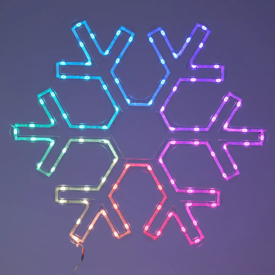 Fiocco di neve luminoso al neon 96 LED H43 cm Multicolore