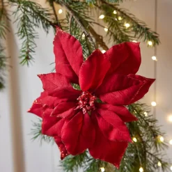 Fiore decorativo con pinza Bella Rosso