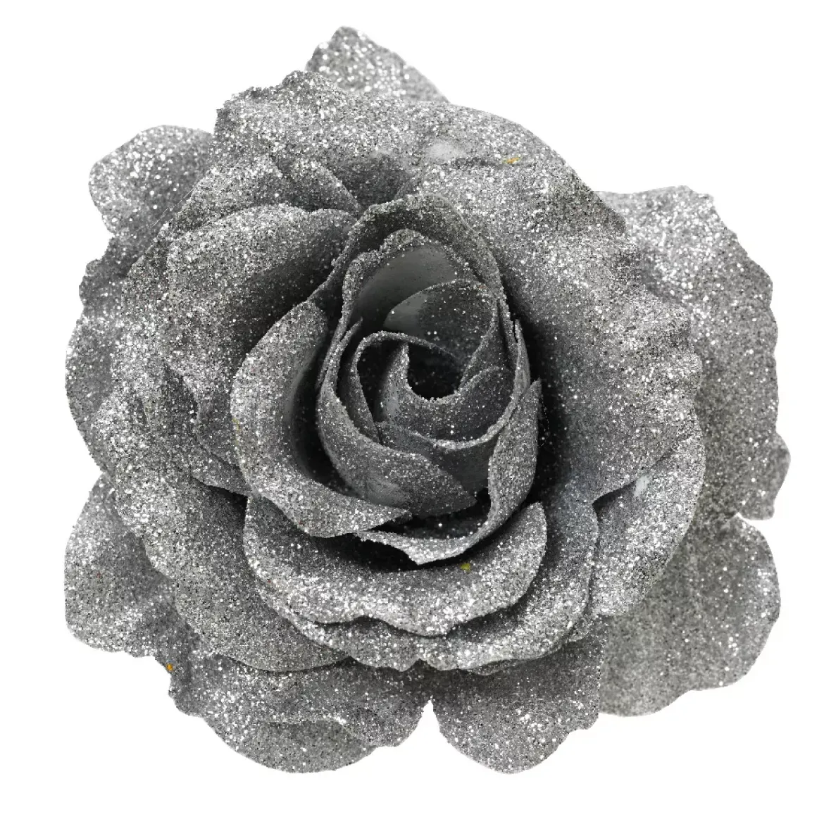 Fiore decorativo su pinza (D12 cm) Scintillante Argento