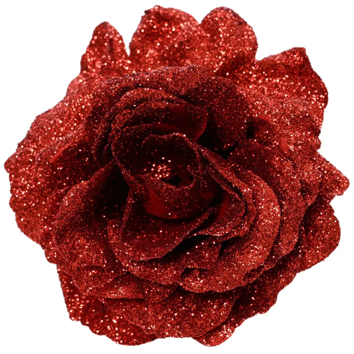 Fiore decorativo su pinza (D12 cm) Luccicante Rosso