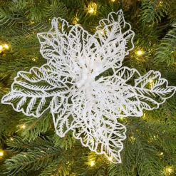 Fiore di Natale paillette a clips Bianco
