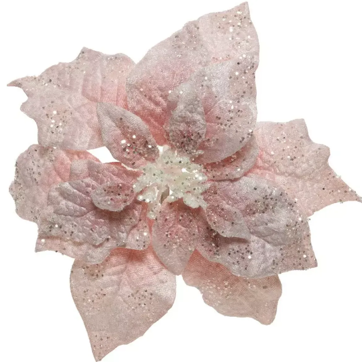 Fiore di Natale Velluto con clip (D22 cm) Rosa cipria