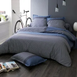 Fodera cuscino a rullo raso di cotone (L200 cm) Enzo Blu