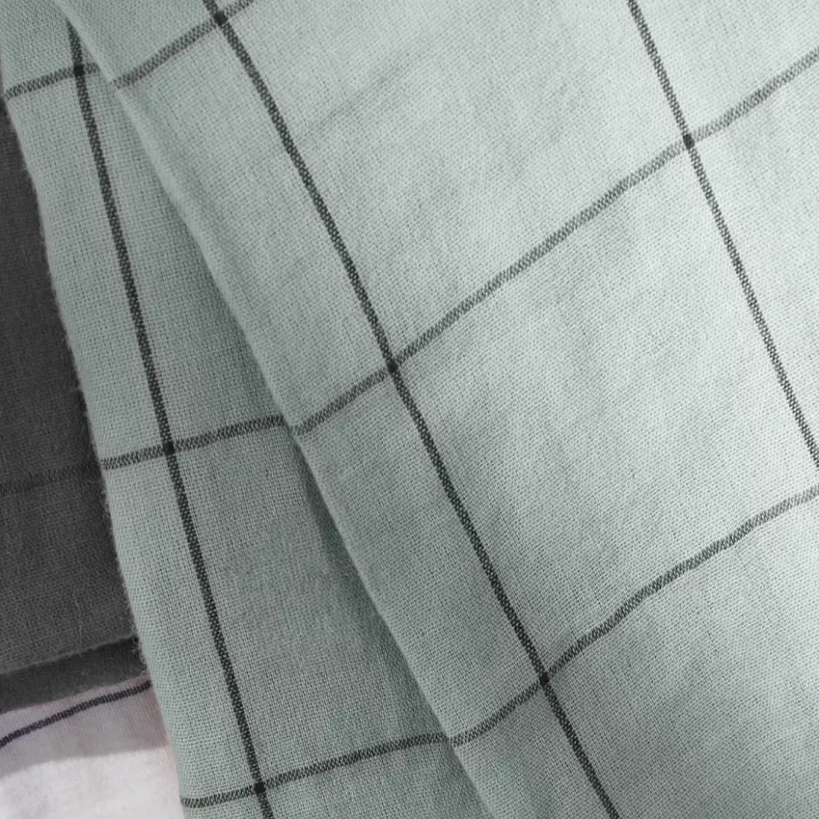 Fodera cuscino quadrata in garza di cotone (60 x 60 cm) Gaïa Match Verde eucalipto