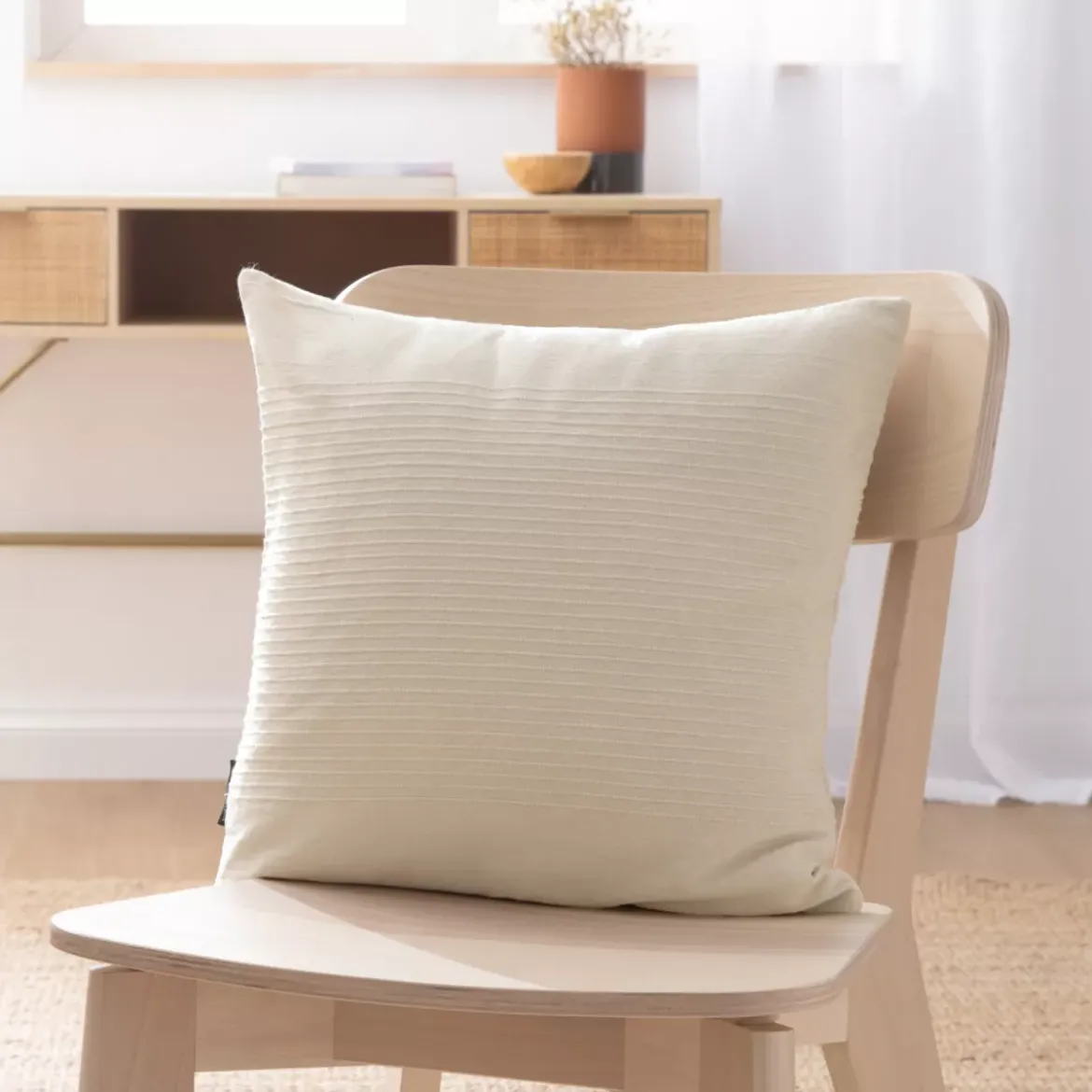 Fodera cuscino quadrato cotone (40 x 40 cm) Léa Beige pampa