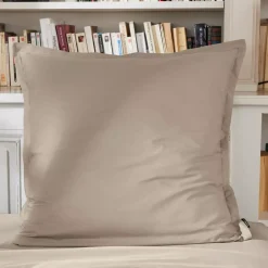 Fodera per cuscino quadrata in percalle di cotone (65 x 65 cm) Cali Tortora