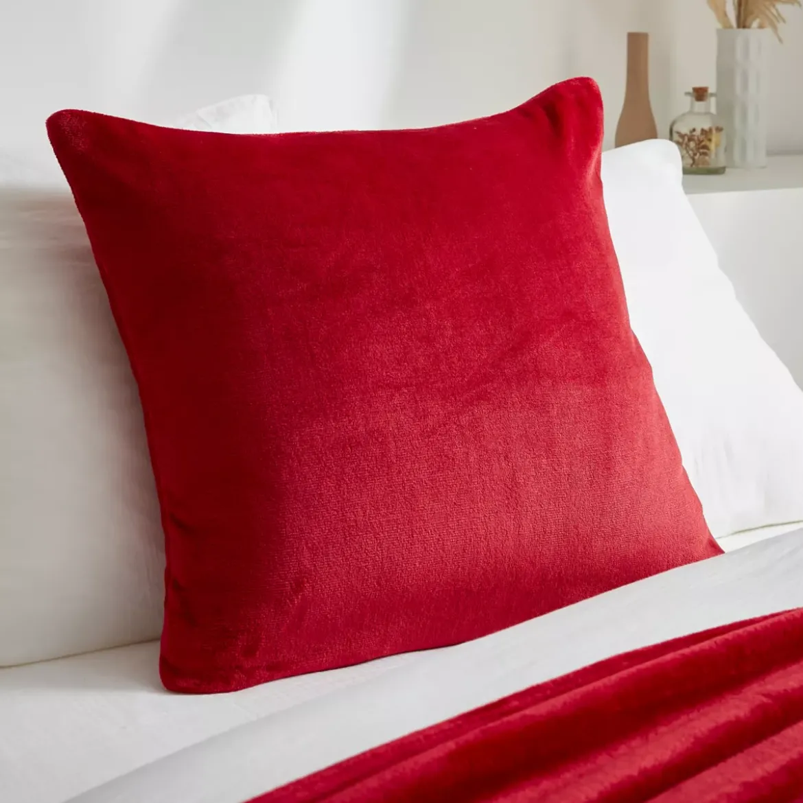 Fodera per cuscino quadrato in flanella (60 x 60 cm) Didou Rosso