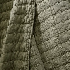 Fodera per cuscino quadrata in cotone (60 x 60 cm) Lena Verde rosmarino