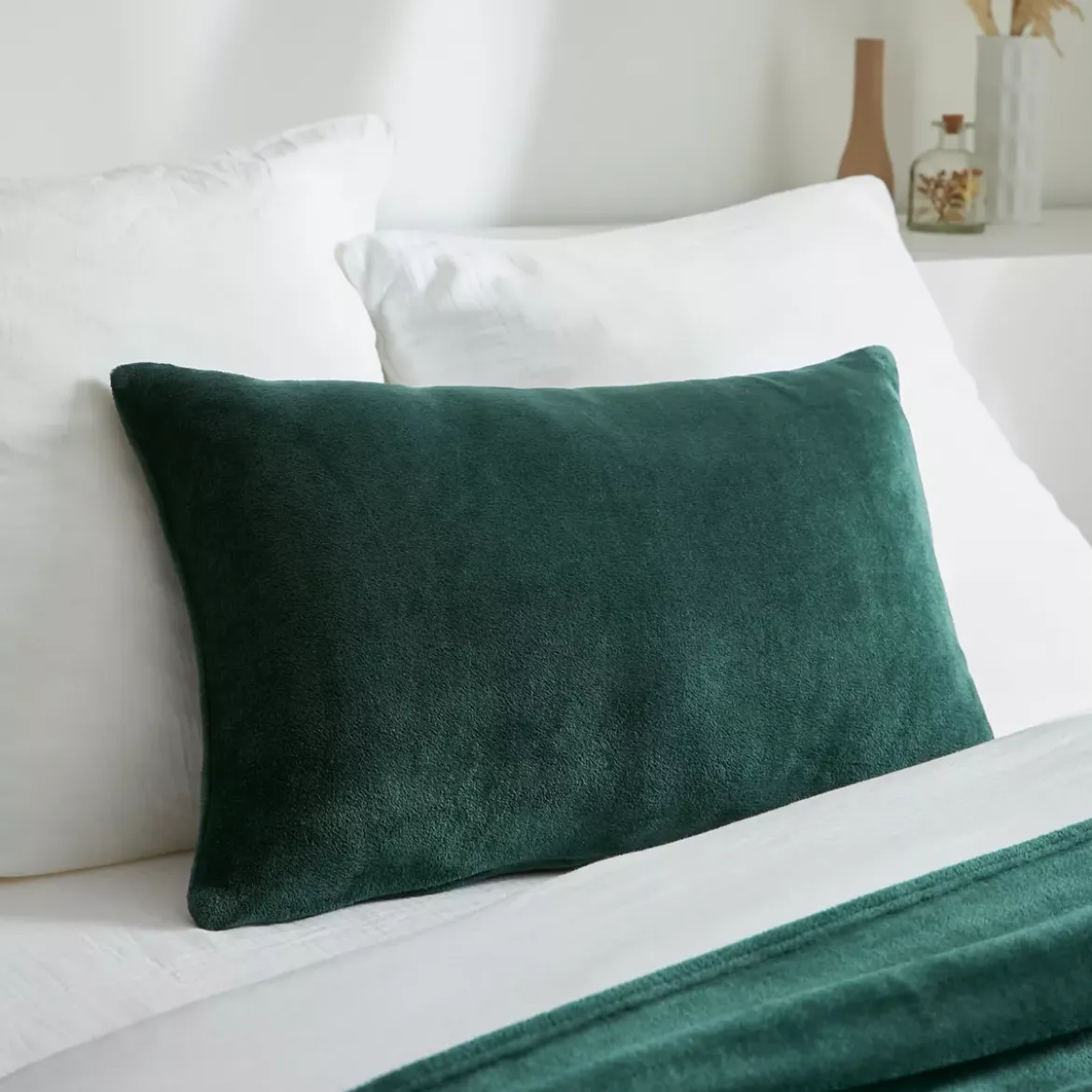 Fodera per cuscino rettangolare in flanella (40 x 60 cm) Didou Verde