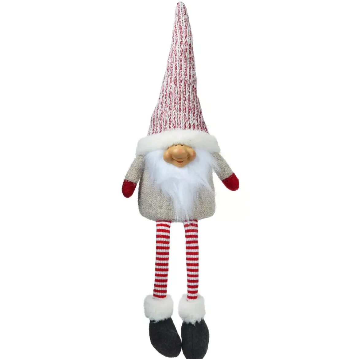 Folletto di Natale fatto a mano (H60 cm) Ridente e barba bianca