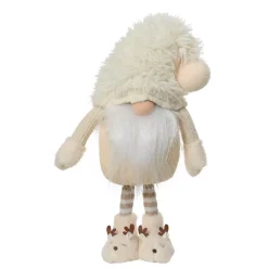 Folletto di Natale in piedi (H60 cm) Gaston carino Bianco crema
