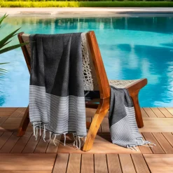 Fouta cotone riciclato (100 x 200 cm) Oceano Nero