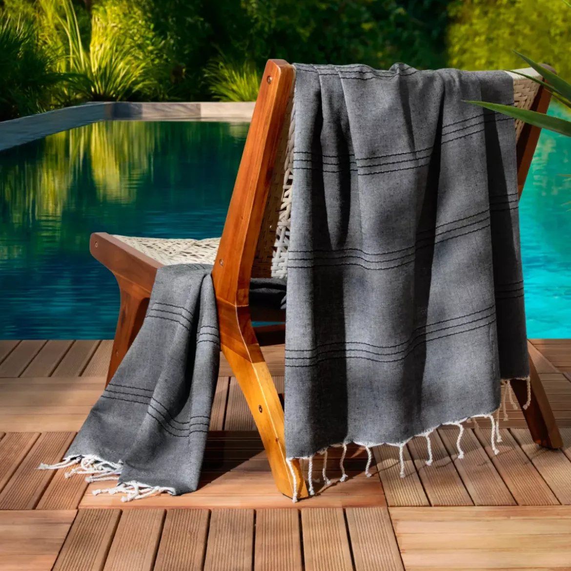 Fouta cotone riciclato (100 x 200 cm) Sunshine Nera