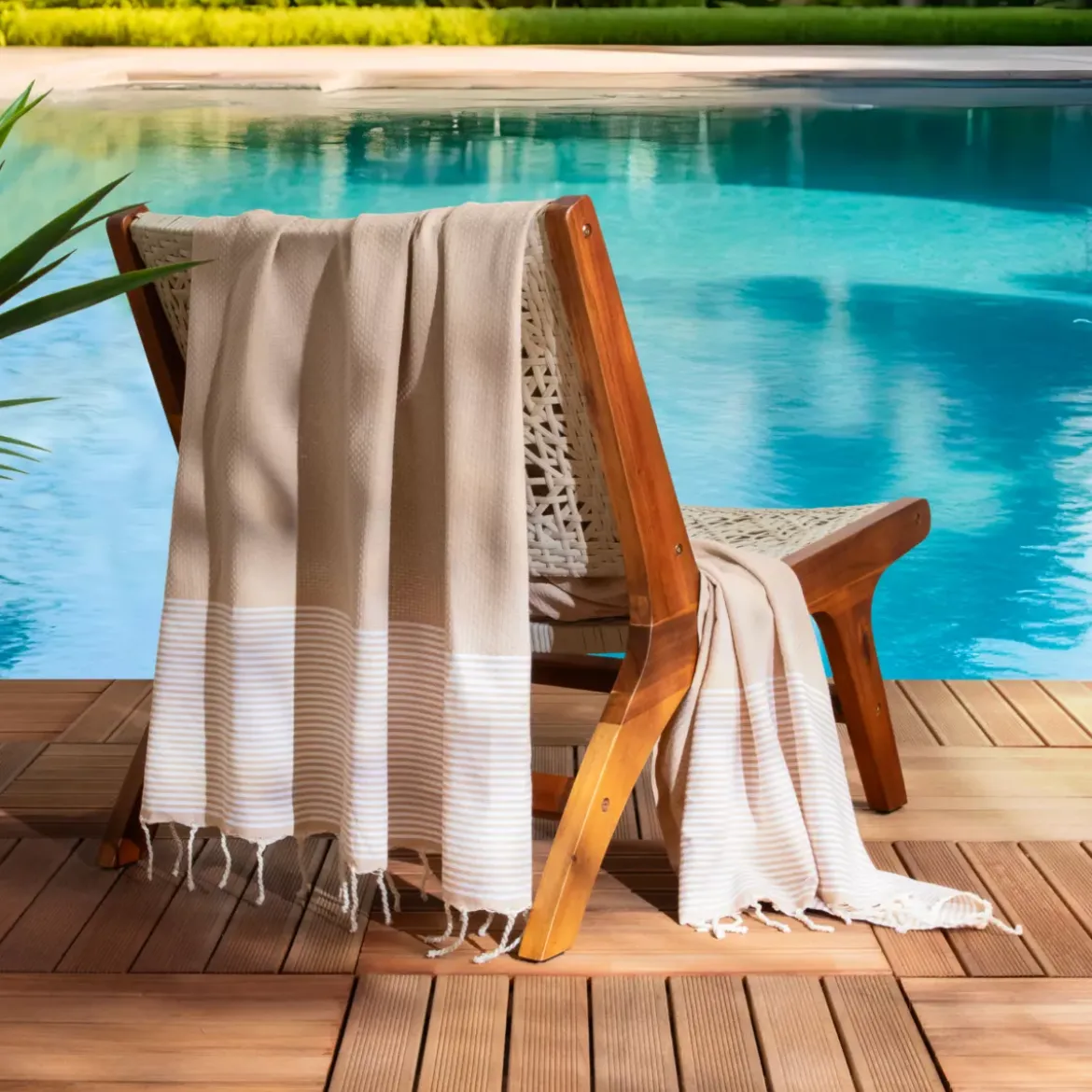 Fouta cotone riciclato (100 x 200 cm) Oceano Beige