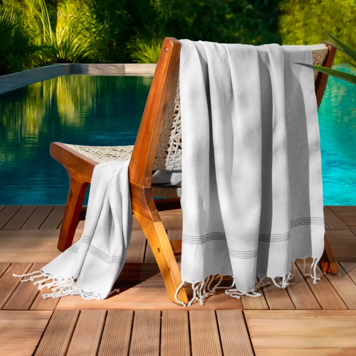 Fouta cotone riciclato (100 x 200 cm) Beach Grigia