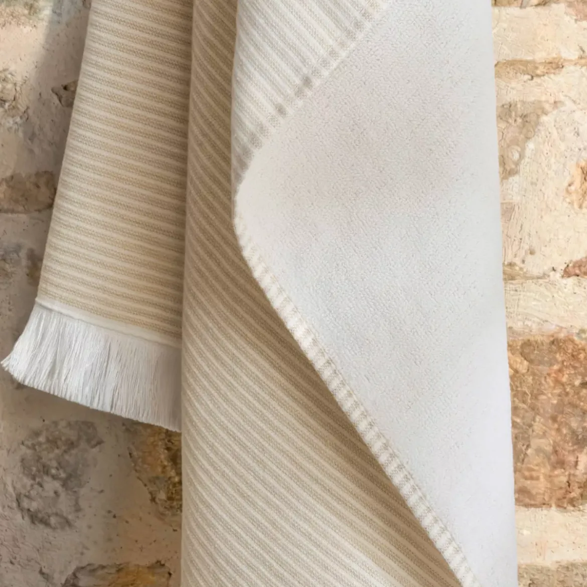 Fouta doppio cotone e spugna (180 x 180 cm) Marina Beige