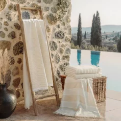 Fouta in cotone e spugna (95 x 180 cm) Elora Beige