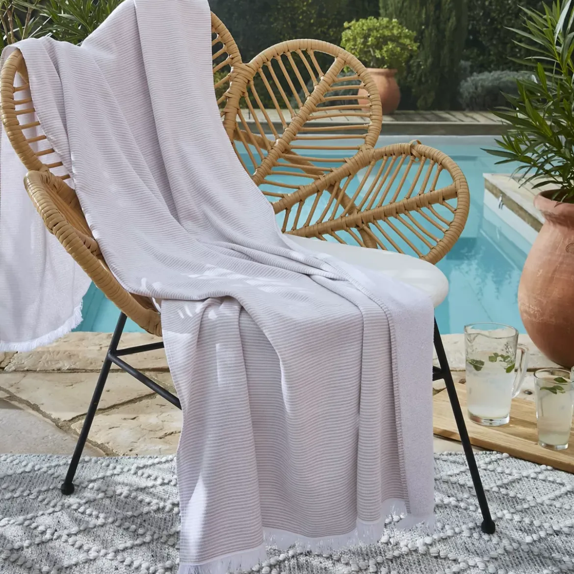 Fouta in cotone e spugna (95 x 180 cm) Naël Beige sabbia
