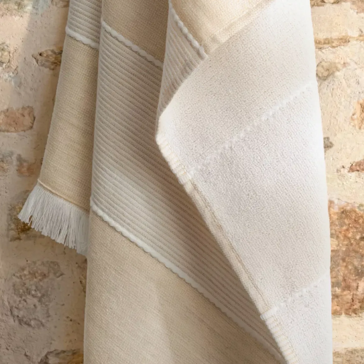 Fouta in cotone e spugna (95 x 180 cm) Mareva Beige