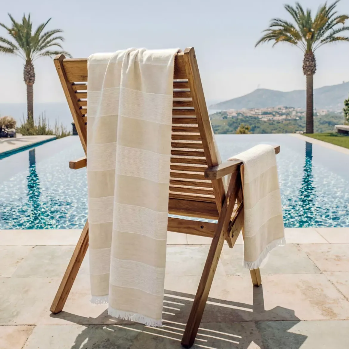 Fouta in cotone e spugna (95 x 180 cm) Mareva Beige