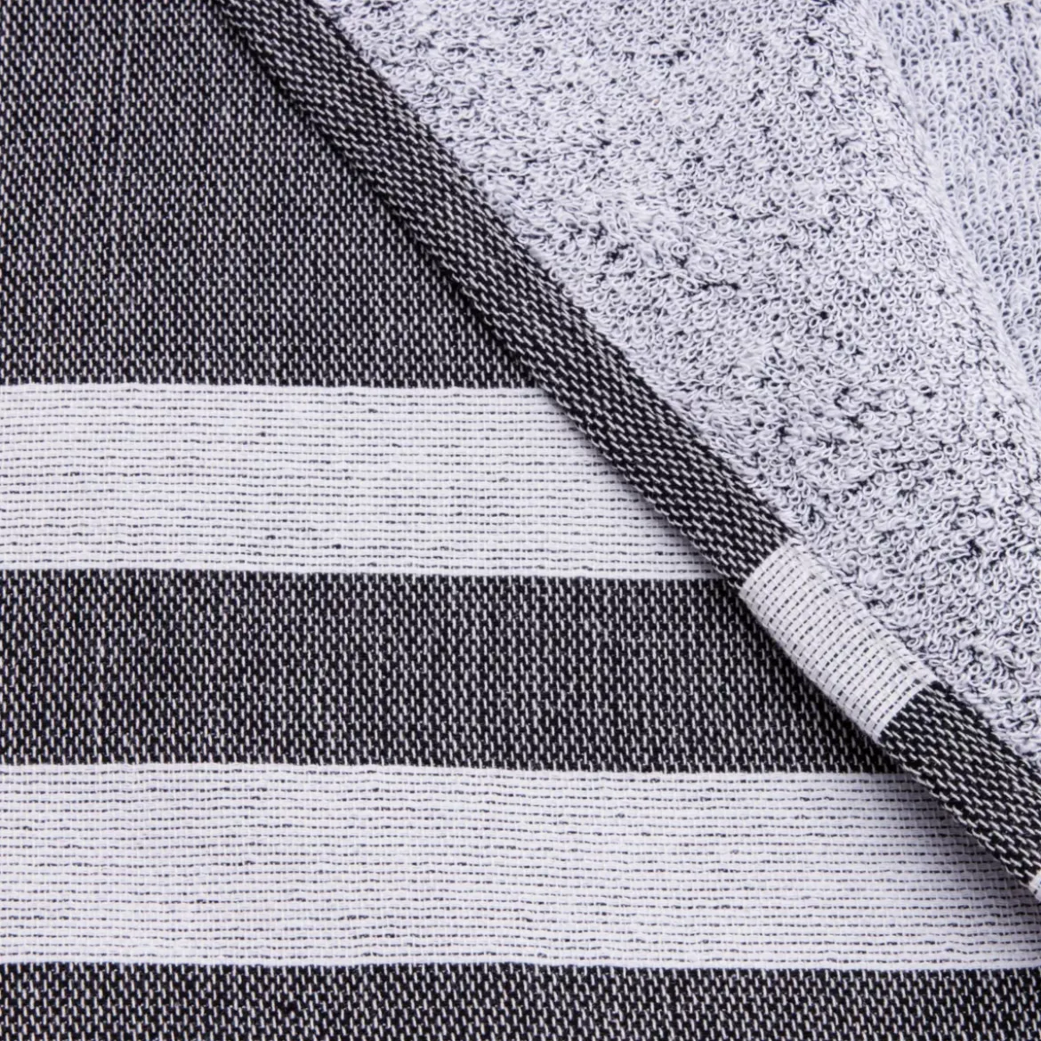 Fouta in cotone riciclato con fodera in spugna (100 x 200 cm) Coralia Nera