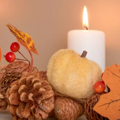 Ghirlanda con pigne (150 cm) Zucca in velluto Arancione
