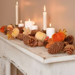 Ghirlanda con pigne (150 cm) Zucca in velluto Arancione