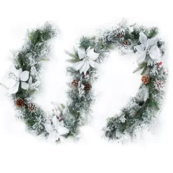 Ghirlanda decorata floccata Bianco