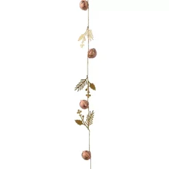 Ghirlanda decorativa in metallo (120 cm) Campanelli e agrifoglio Rosa